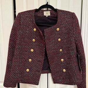 Tuckernuck Red and Black Tweed Blazer with Gold Buttons